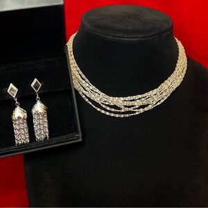 Sarah Coventry Silver Tone Multi-Strand Necklace & Clip On Earrings Set